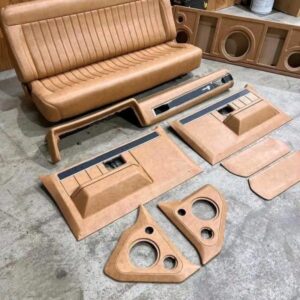 1984 Chevy C10 “Relic” Custom Interior Suite – Distressed Leather Seats, Panels & Mike Slosh Design Speaker Box