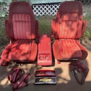 1988-1994 Maroon Red Bucket Seats and Console Seat Belts